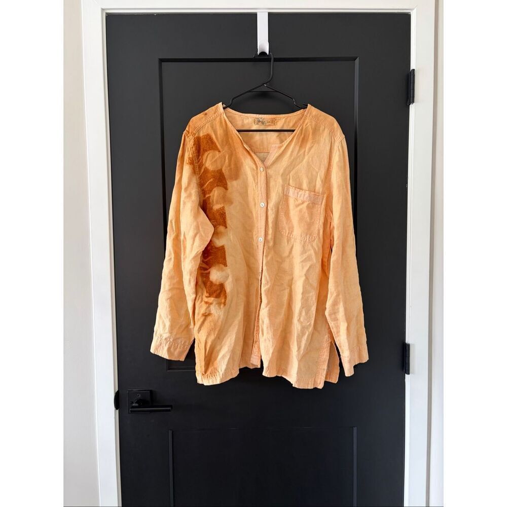Rags 4 Sail 100% Linen Lagenlook Coastal Orange Long Sleeve Beachwear Size XL